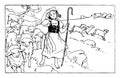 Little Bo Peep And Sheep vintage illustration