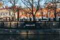 Little boat rental cottage and VÃ¤hÃ¤tori square in Turku, Finland in spring