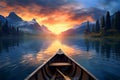 little boat at sunrise, AI generated