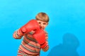 The little boxer got into a fighting stance before striking a punching blow Royalty Free Stock Photo