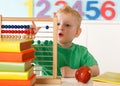 Little boy with abacus Royalty Free Stock Photo