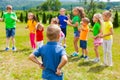 Little boy actor show the pantomime for children