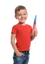 Little boy with American flag Royalty Free Stock Photo