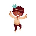 Little Boy as Ethnic American Indian Dancing Vector Illustration Royalty Free Stock Photo