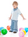 Little boy in balloons Royalty Free Stock Photo