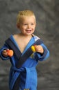 Little boy in bath robe Royalty Free Stock Photo