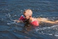 Little boy bathing on the lake Royalty Free Stock Photo