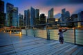 Little boy in a big city Royalty Free Stock Photo