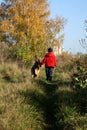 Little boy and big dog (German Shepherd ) Royalty Free Stock Photo