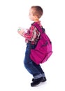 Little boy with big school bag Royalty Free Stock Photo