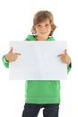 Little boy with a blank sign Royalty Free Stock Photo