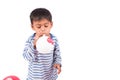 Little boy blow up balloon Royalty Free Stock Photo