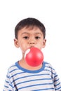 Little boy blow up balloon Royalty Free Stock Photo