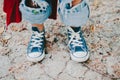 Little Boy in Blue Sneakers Royalty Free Stock Photo