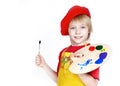 Little boy with brush and Artist's palette Royalty Free Stock Photo