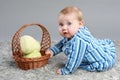 Little boy with cabbage Royalty Free Stock Photo