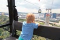 Little boy in cable car, Singapore Royalty Free Stock Photo