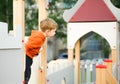 Little boy calling to play Royalty Free Stock Photo