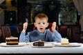 Little boy cannot believe his luck Royalty Free Stock Photo