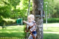 Little boy at a canopy tour Royalty Free Stock Photo