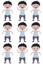 little boy cartoon character in light blue shirt and white background Royalty Free Stock Photo