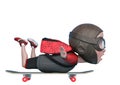 Little boy cartoon flying low on skate Royalty Free Stock Photo