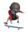 Little boy cartoon jumping with a skate in a white background Royalty Free Stock Photo