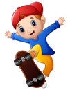 Little boy cartoon playing skateboard Royalty Free Stock Photo