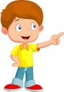 Little boy cartoon pointing away