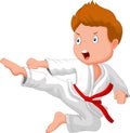 Little boy cartoon training karate