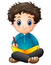 Little boy cartoon writing a book