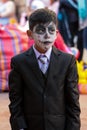 Little boy celebrating Halloween, dressed for Halloween party in the city of Cusco, Peru