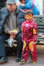 Little boy celebrating Halloween, dressed for Halloween party in the city of Cusco, Peru