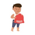 Little Boy Changing His Clothes Putting on Sweater Vector Illustration Royalty Free Stock Photo