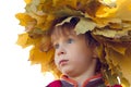 Little boy with chaplet of yellow maple leaves