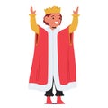 Little Boy Character Dons A Regal King Costume, Complete With Red Velvet Cape And Golden Crown, Radiating Majesty Royalty Free Stock Photo