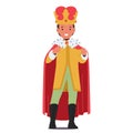 Little Boy Character In A Majestic King Costume, Wears A Regal Cape And Crown, His Face Beaming With Joy, Vector Royalty Free Stock Photo