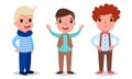 Little Boy Characters Dressed in Fashionable Garment Vector Set