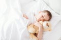 Little boy child sleeping in bed Royalty Free Stock Photo