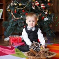 Little boy in Christmas decorations Royalty Free Stock Photo