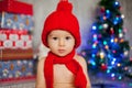 Little boy on christmas, opening presents Royalty Free Stock Photo