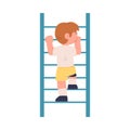 Little Boy Climbing Ladder Being at Kindergarden Playground Vector Illustration Royalty Free Stock Photo