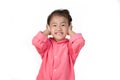 Little boy closing ears with his hands, isolated Royalty Free Stock Photo