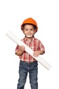 Child imagines himself an architect Royalty Free Stock Photo