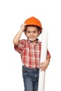 Child imagines himself an architect Royalty Free Stock Photo