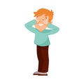 Little Boy Counting Closing His Eyes Playing Hide and Seek Game and Having Fun Vector Illustration
