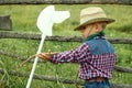 A little boy cowboy on nature Royalty Free Stock Photo