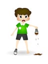 Little boy crying because his shoes tread mud Royalty Free Stock Photo