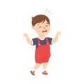 Little Boy Crying Out Loud Feeling Unhappy Vector Illustration