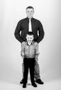 Little boy with dad businessman. childhood. parenting. fathers day. happy child with father. business partner. family Royalty Free Stock Photo